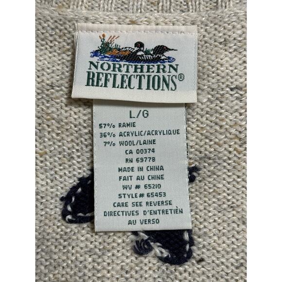 Vintage Northern Reflections Beige Fair Isle Leaf Pattern Sweater Vest, Size L - Picture 4 of 4